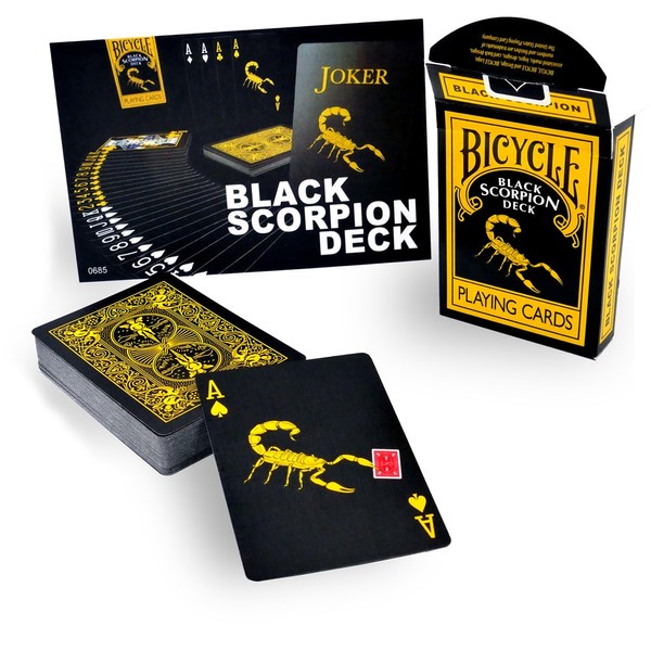 Bicycle Black Scorpion Deck by Magic Makers - with Extra Gaff Cards for Perfoming Magic Card Tricks
