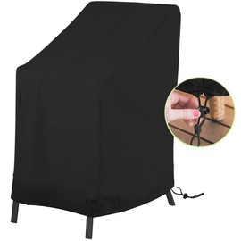 KANOSON Garden Stacking Chair Cover, Waterproof Patio Chair Covers Windproof, Anti-UV Heavy Duty, 210D Oxford Fabric Protective Cover for Outdoor Furniture Garden - (120 x 65 x 65 x 80cm)