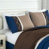 Chezmoi Collection Arden 7-Piece Modern Pleated Stripe Embroidered Zigzag Bedding