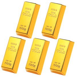 Fake Gold, 6.5x3.0x1.9 Inch ABS Electroplating Pirate Gold, 5Pcs Suitable for Pirate, Casino Theme Party Decorations-