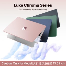 Soonjet Luxe Chroma for MacBook Air 13.6 inch Case M4 M3 M2 2025 2024-2022 [Outshine Bare Beauty] Protective Hard Shell Cover for MacBook Air 13 inch Case Model A3240 A3113 A2681 - Rose Pink