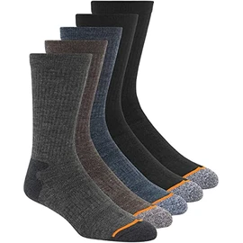 Men's Weatherproof Vintage Outdoor Wool Blend Crew Socks 5-pack, Size 6-12 (Multi-Color)
