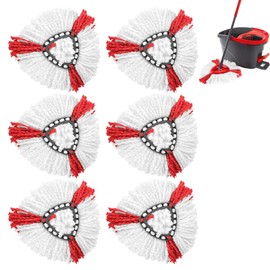 JASTOO Pack of 6 Mop Heads Compatible with Turbo Mop, Turbo 2-in-1 Mop, Microfibre Mop Replacement Mop Heads for Mop and EasyWring & Clean Mop, Mop Heads Replacement Cover