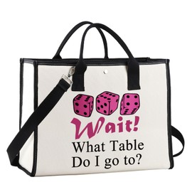 JNIAP Bunco Game Makeup Bag Bunco Night Gifts Bunco Queen Gifts Wait What Table Do i Go To Bunco Party Bags Bunco Dice Bag (wait table tote)