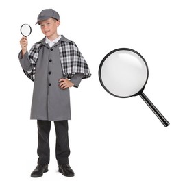 My Illusions Boys Sherlock Costume + Magnifying Glass Kids Victorian Detective Book Day Fancy Dress Outfit (Large 10-12 Years)