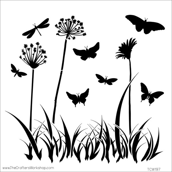 CRAFTERS WORKSHOP 474730 Template, 12 by 12-Inch, Butterfly Meadow