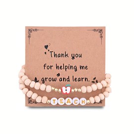 Teacher Appreciation Bracelet Gifts for Women Thank You End of Year Teacher Gifts from Students to Teach Bracelet for Teachers Birthday Graduation Gift