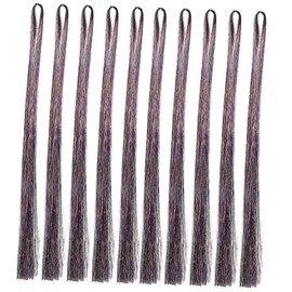 PACKOVE 10Pcs Glitter Hair Tinsel Extensions Sparkling Clip Hair Pieces for Women for Parties Weddings Concerts Daily Use Glamorous Non Damaging Hair Accessories