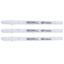 Sakura gelly roll, white, 3 pens, bright white, in a case, fine size 05