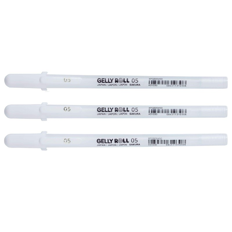 Sakura gelly roll, white, 3 pens, bright white, in a
