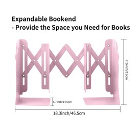 MSDADA Adjustable Book Ends, Metal Bookends for Heavy Books, Expandable Book Holders for Shelves, Desktop Book Ends to Hold Books for Kids Room, Home, Office, Classroom, Library（Castle）