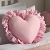 OHS Pink Heart Cushion, Soft Comfy Heart Pillow with Frills
