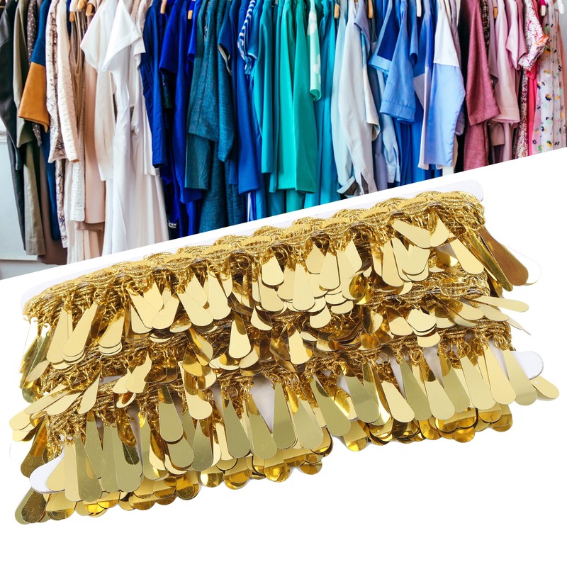 Waist Chain Gold Metal Applique Glitter Elastic Sequin Water Drop
