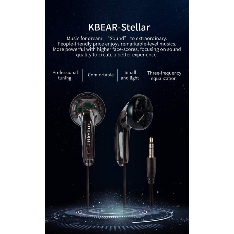 Kinboofi KBEAR Stellar 1DD HiFi Earbud Headphone, Wired Earphone Stereo