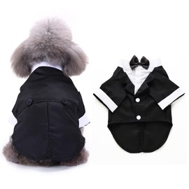 YOASONEK Dog Tuxedo Dog Formal Tuxedo Suit Wedding Dog Clothes Cat Clothes Tailwear Tuxedo Dog Shirt Puppy Clothes Black Bow Tie Wedding Pet Suit Cat Small Dog Medium Size Dog (M)