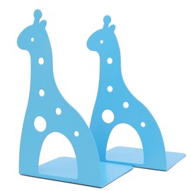 1 par de lindos sujetalibros con diseño de animales de dibujos animados con forma de jirafa para niños y suministros escolares (azul)