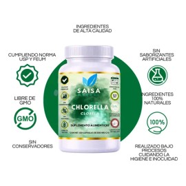 Alga Chlorella Orgánica 120 Cáps | Suplemento Alimenticio | Saisa Herbal | Detox, Energía y Sistema Inmune | Antioxidante Natural