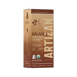 Artizan Coffee Roasters Organic Mushroom Espresso Capsules For Nespresso Original | Full-Spectrum Organic 14 Mushroom Blend | 10 Compatible Compostable Pods