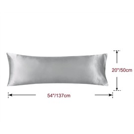 T Tersely Satin Silk Body Pillow Pillowcase for Hair and Skin, Premium and Silky Pillow Cases Space Long Body Pillow Case Cover 20x54 inch with Envelope Closure,51×137cm (Silver Grey)