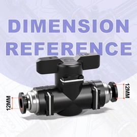 Bwintech Pack of 5 12 mm Pneumatic Ball Valve Push-to-Connect Fittings BUC Air Flow Control Valve with Straight Quick Connection for Air Hose Fittings