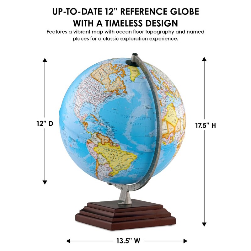 Waypoint Geographic Odyssey Plus Globe, 12" Blue Ocean-Style World Globe,