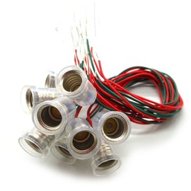 12PCS E10 Screw-Mount Bulbs Holder E10 LED Light Lamp Socket with 8.6" Lead Wires for E10 Miniature Screw Base Light Bulbs, Student Experiment, Car Lights DIY, Circuit Electrical Test (12)