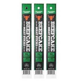 Beefcake Jerky Jalapeno Honey Meat Sticks, Sweet Heat Protein Snacks, 9g Protein, 3 Sticks