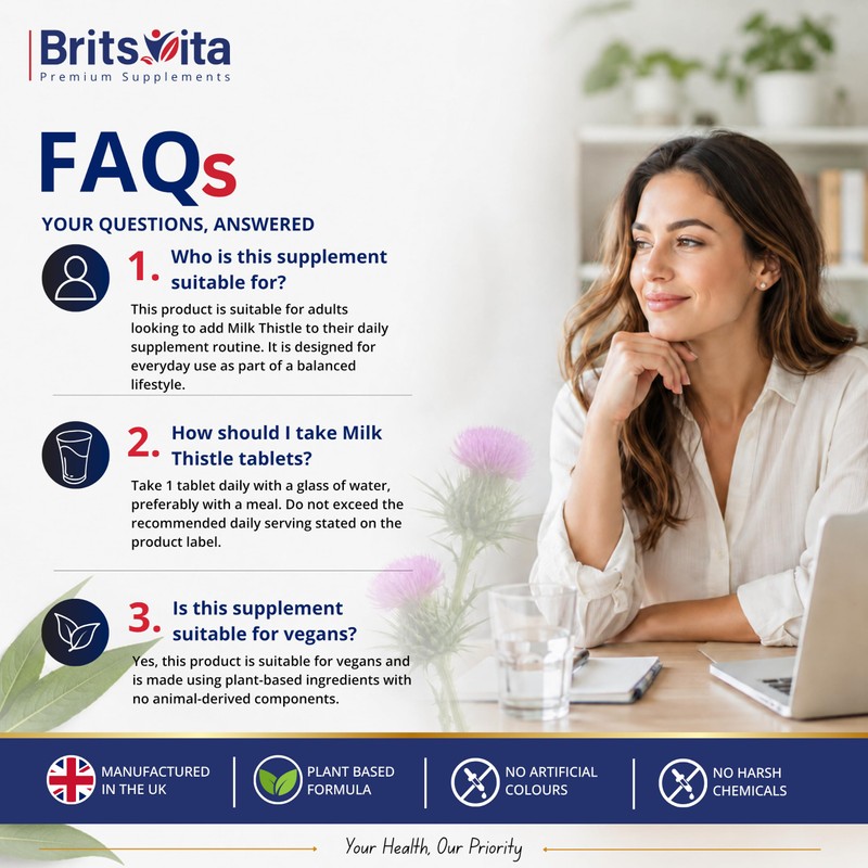 Brits Vita Milk Thistle 180 Vegan Tablets 80% Silymarin UK