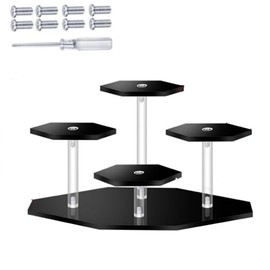 DACUAN Display Stand, 4Tiers Non-slip Clear Risers for Display, Transparent Acrylic Riser, Acrylic Display Stand for Figures, Acrylic Shelf Risers for Cupcake, Donuts, Anime Figures, Collectibles