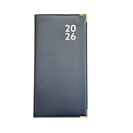 2026 Premium Faux Leather Soft Cover Slim Pocket Diary Week to View Home Office Planner for Home, School, & Office (Navy blue)