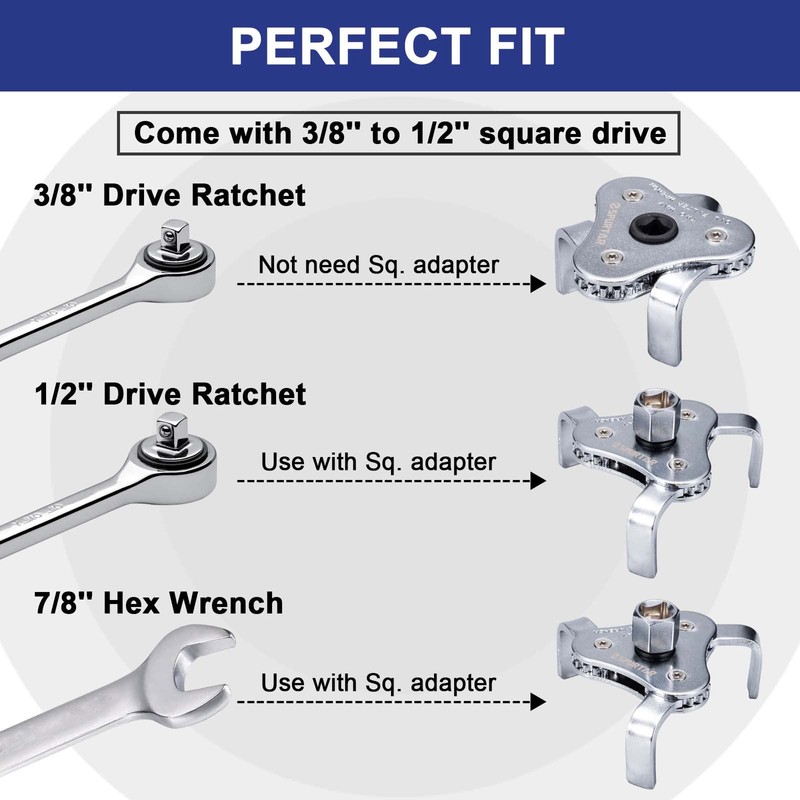 Spurtar Ölfilterschlüssel 3-armig Ölwechselwerkzeug Auto Werkzeug Ölfilter-Ausbauwerkzeug für Ölfilter Ø