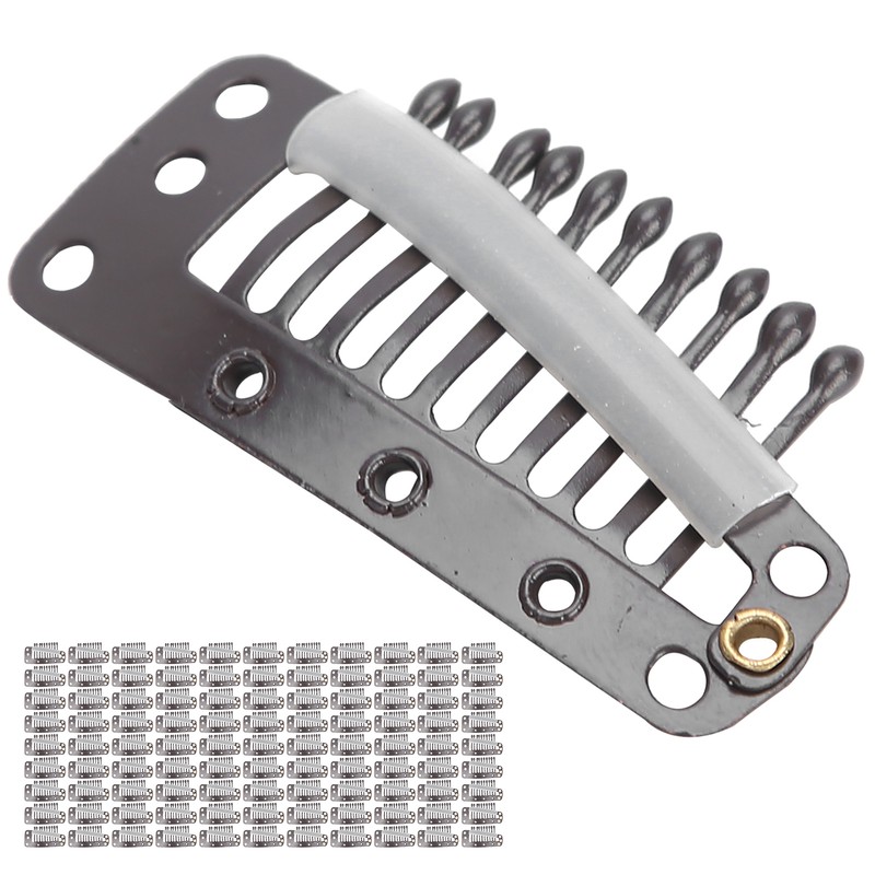 100pcs 10 Teeth Wig Clip Stainless Steel DIY Hairpiece Snap