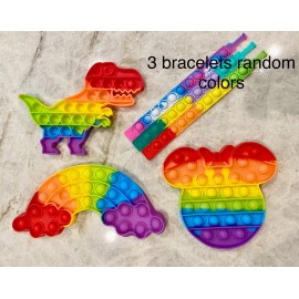 Unbranded pop it fidget toy - Dinosaur+Rainbow+Minimouse