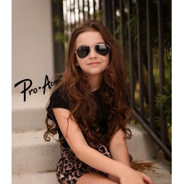 Pro Acme Polarized Kids Aviator Sunglasses, UV400 Protection Metal Frame Unbreakable for Toddlers Age 3-8(Z3 Gold Frame/Grey Lens+Gold Frame/Pink Mirrored Lens)