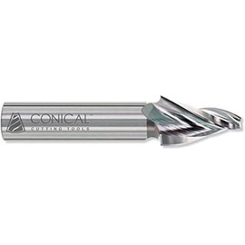 Conical Tool Company P-0003 15.0° HSS Tapered End Mill - 3 Flute x 1/32'' Tip x 0.4332'' Large Diameter x 1/2'' Shank x 3/4'' Length of Cut x 2 3/4'' Overall Length