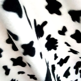 Barcelonetta | Fleece Fabric | Blanket Fabric | 36"X60" | Polar Fleece | Soft, Plush, Anti-Pill | Poncho, Pillow Cover, PJ Pants, Cushion, Liners, Eye Mask (Cow B&W, 1 Yard)