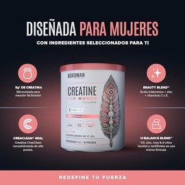 BIRDMAN Creatine for Women | Creatina para Mujer con Myo Inositol y D-Chiro Inositol | Ácido Hialurónico, Zinc, Metilfolato y Vitaminas | Sin Azúcar |