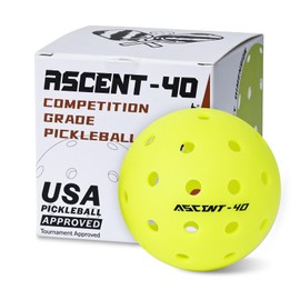 Warping Point Outdoor Pickleball Balls Usapa Approved, 1 Pack 40 Holes Competition Pickle Balls for Tournament Play, Crack Resistant Pickleball for Beginner Intermediate Pro Player, Yellow