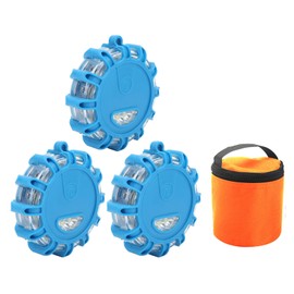 3pcs LED Road Flares Light 9 Modes Waterproof Shock Resistant Roadside Warning Safety Light Blue