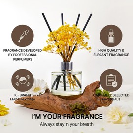 COCODOR Flower Reed Diffuser Set / 6.7oz / Ylang Ylang/Scent Diffuser with Sticks Home Fragrance Reed Diffuser for Bathroom Shelf Decor