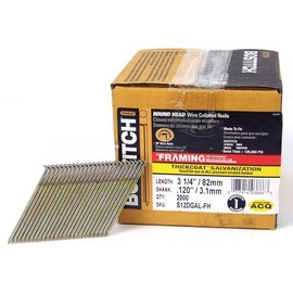 BOSTITCH Framing Nails, 28 Degree, Wire Weld, Galvanized, 3-1/4-Inch x .120-Inch, 2000-Pack (S12DGAL-FH)