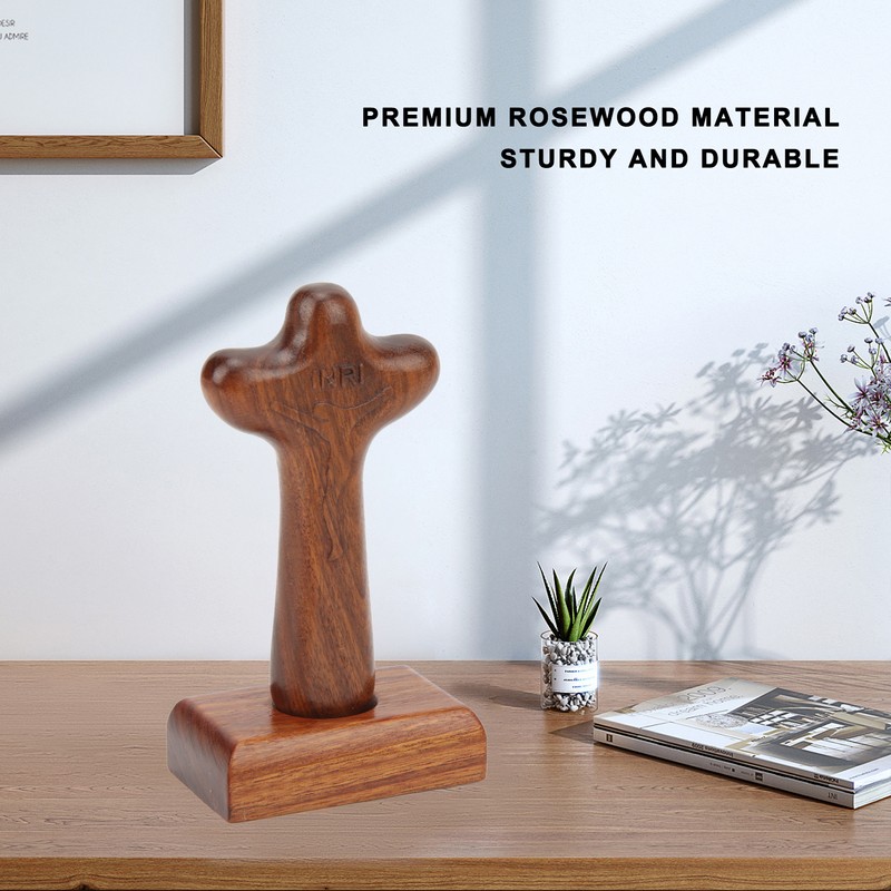 Wood Cross Tabletop Decor Hand Crafted Surface Polishing Sturdy Durable