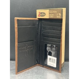 Justin New Justin Mens Rodeo Wallet Brown Suede Leather Money Clip Western NWT NIB