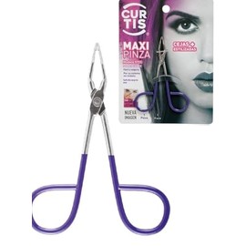 CURTIS Pinzas profesionales de salón con mango de tijera fácil, las mejores pinzas de cejas de precisión para hombres y mujeres; herramienta de belleza portátil para cabello facial, cabello encarnado, puntos negros; morado fabricado en México (actualizado)