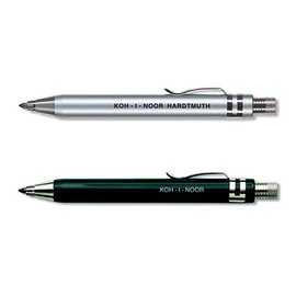 Koh-I-Noor 5358 Metal Mechanical Pencils with Sharpener and Clip Assorted Sets Silver and Black