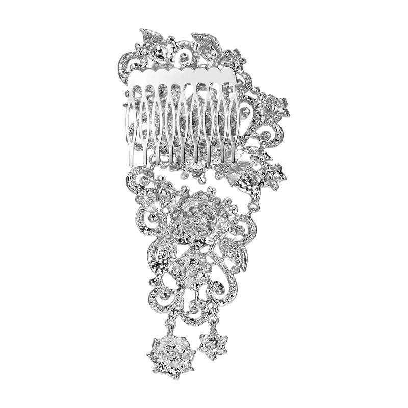 Flyonce Austrian Crystal 6 Inch Vintage Style Wedding Flower Hair