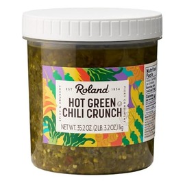 Roland Foods Hot Green Chili Crunch, 35.2 Oz Jar, Pack of 1