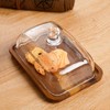 VivaBelle Glass Butter Dish with Wood Lid, Clear Domed Cheese
