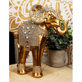 Feng Shui Royal Gold Ornate Design With Crystals And Glitters Elephant Statue