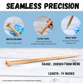 US Size 50-14" Rosewood & Maple Crafted Premium Yarn Knitting Needles | Stitching Accessories & Supplies | Nagina International (Maple, 25mm)